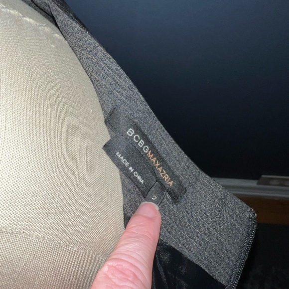 BCBGMAXAZRIA two-piece women’s gray and black striped  skirt suit - Picture 9 of 13
